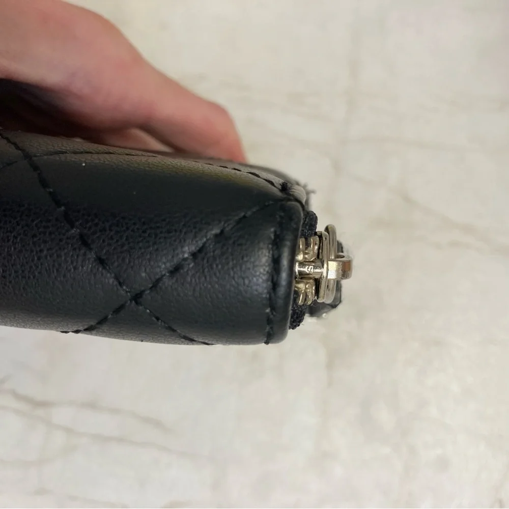 Calvin Klein black leather quilted zipper wallet
